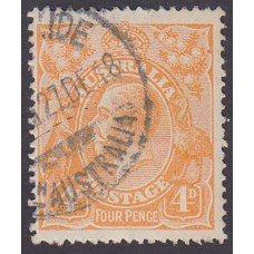 Australian    King George V    4d Orange   Single Crown WMK  Plate Variety 1R31